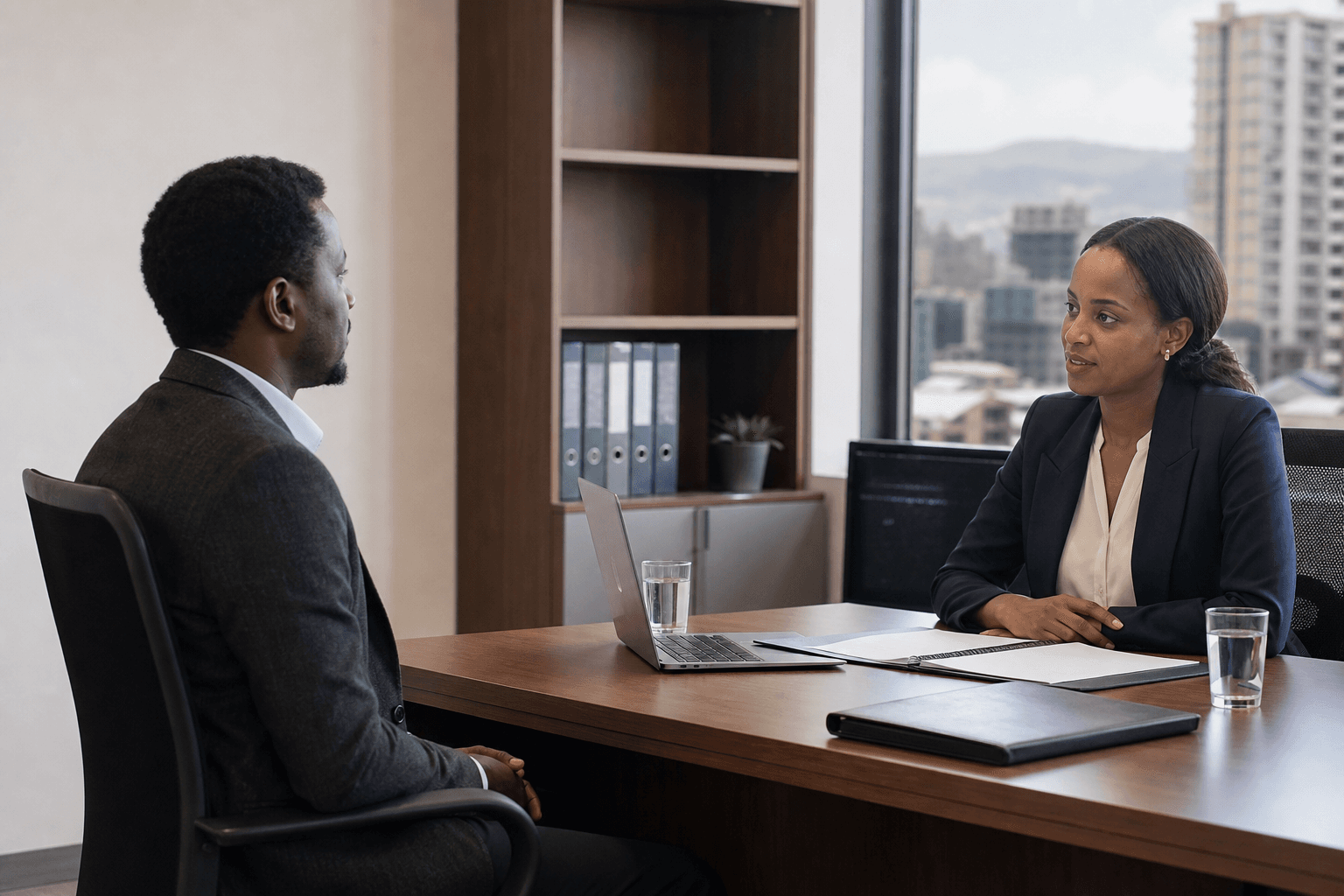 Recruitment interview in a professional Addis Ababa office